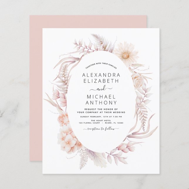 Budget Boho Chic Dusty Pink Desert Mariage (Devant / Derrière)