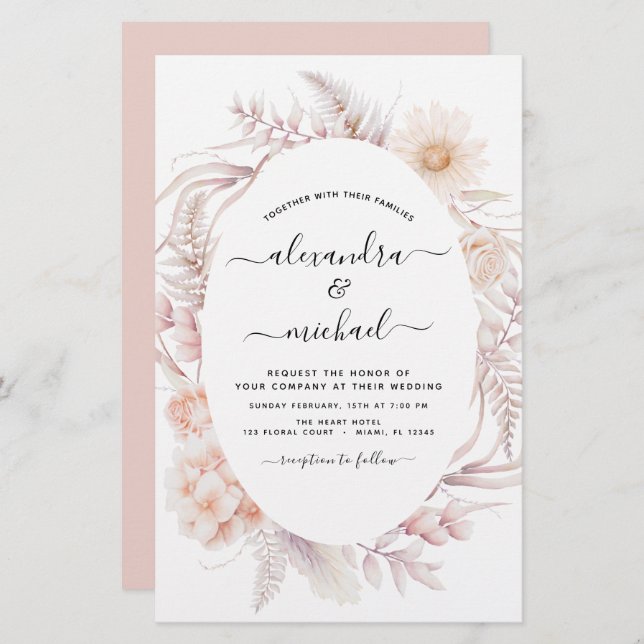 Budget Boho Chic Dusty Pink Desert Mariage (Devant / Derrière)