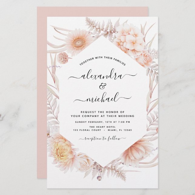Budget Boho Chic Dusty Pink Desert Mariage (Devant / Derrière)