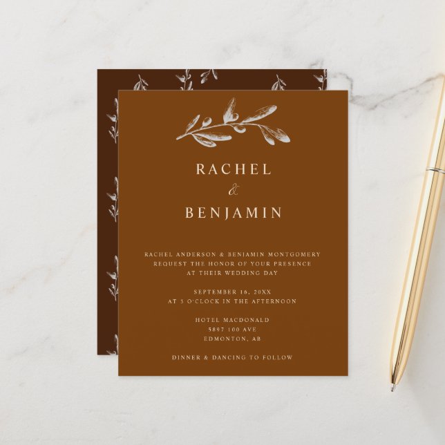 Budget Boho Chic Mariage Élégant Cuivre en terre c (Devant/Arrière en situation)