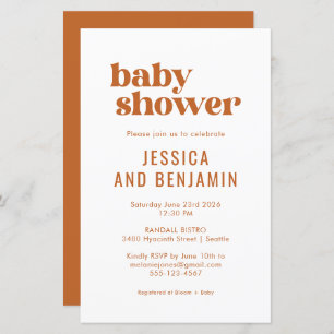 Budget Boho Chic Terracotta Baby shower Invitation