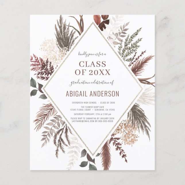 Budget Boho Classe de 2023 Grad Party Invitation (Devant)