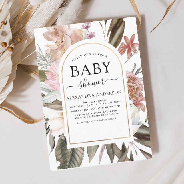 Budget Boho Dusty Pink Burgundy Baby shower (Créateur téléchargé)