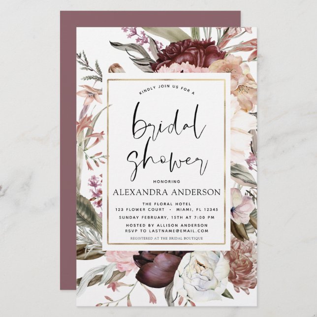 Budget Boho Dusty Pink Burgundy Fête des mariées (Devant / Derrière)