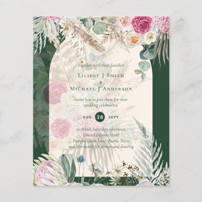 BUDGET BOHO Emerald Green BOHO Floral rose Mariage (Devant)