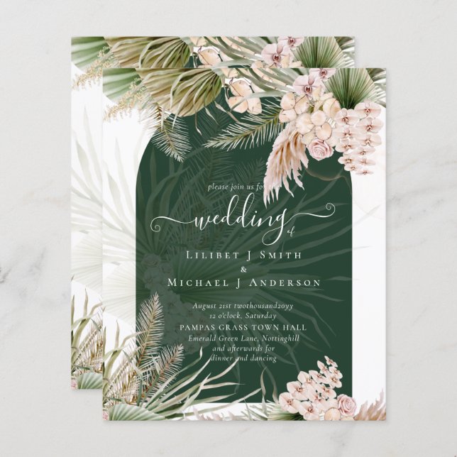 BUDGET BOHO Emerald Green Pampas Grass Mariage (Devant / Derrière)