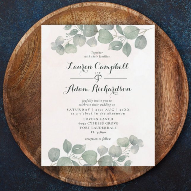 Budget Boho Eucalyptus Aquarelle Sage Corail vert (Créateur téléchargé)