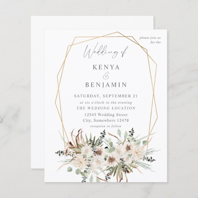 Budget Boho Eucalyptus & Beige Floral Mariage 2 (Devant / Derrière)