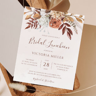 Budget Boho Fall Floral Bridal Luncheon Invitation