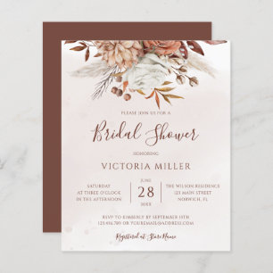 Budget Boho Fall Floral Bridal Shower Invitation