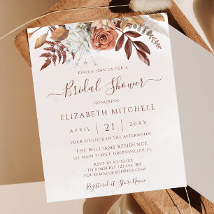 Budget Boho Fall Floral Bridal Shower Invitation