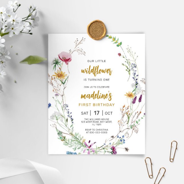 Budget Boho Fleur sauvage 1er anniversaire Invitat (Créateur téléchargé)