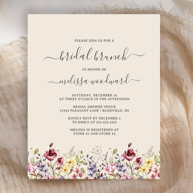 Budget Boho Fleur sauvage Bridal Brunch Invitation (Créateur téléchargé)