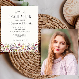 Budget Boho Fleur sauvage Photo Grad Party Invitat