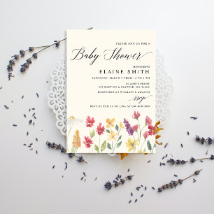 Budget Boho Fleurs sauvages bébé douche Invitation