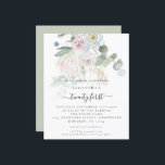 Budget Boho Floral Eucalyptus Invitation de 21e an<br><div class="desc">Invitation de 21e anniversaire de Boho Floral Eucalyptus. Une alternative économique pour PETIT 4, 5 po x 5, 6 po. Disponible dans un STOCK SEMI GLOSS 110 lb CARD ou un STOCK SATIN FINISH 80 lb THINNER PAPER. Les enveloppes sont en option. Floraux de style bohème moderne et feuillage en...</div>
