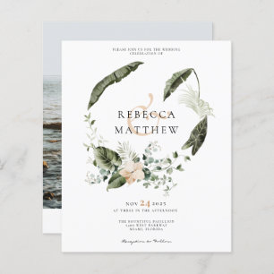 Budget Boho Floral Greenery Mariage Photo Invitati