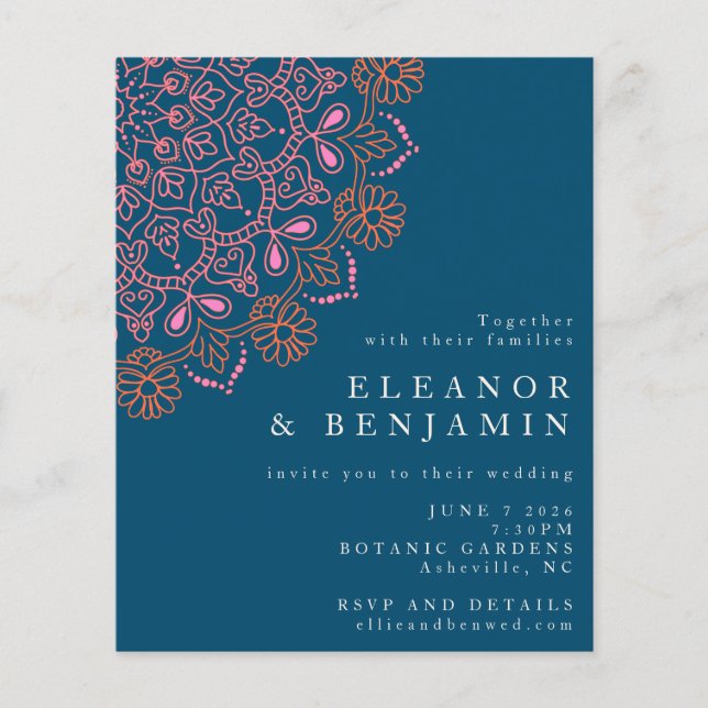  Budget Boho Floral Mandala Turquoise Blue Mariage (Devant)