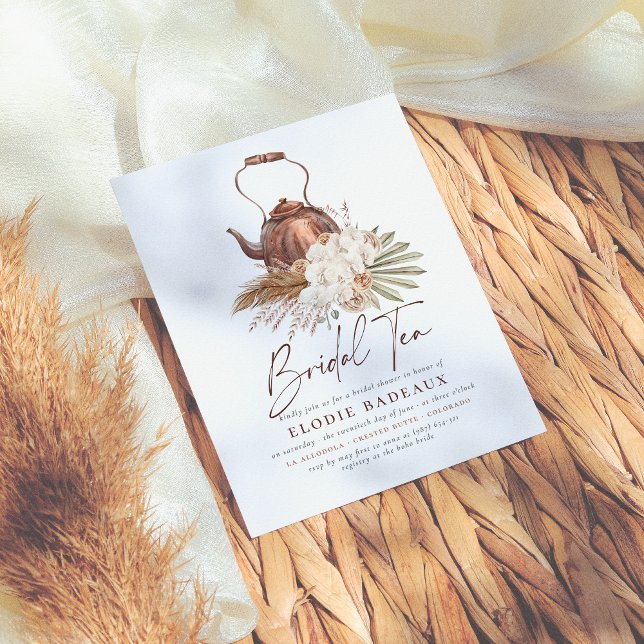 Budget Boho Floral Pampas Grass Tea Fête des marié (Créateur téléchargé)