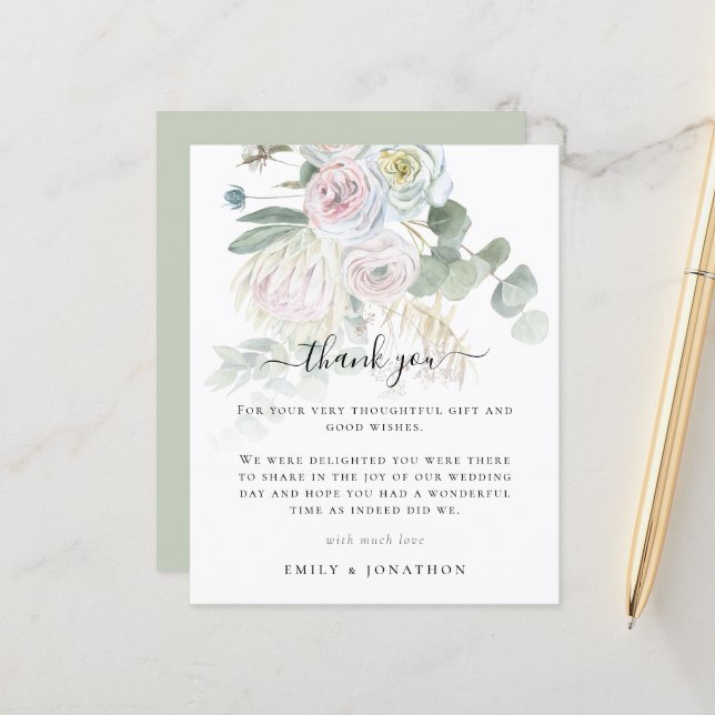 Budget Boho Florals Eucalyptus Mariage Merci (Devant/Arrière en situation)