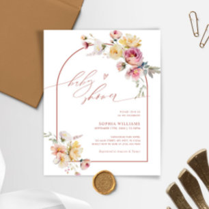 Budget Boho Garden Rose Baby shower Invitation