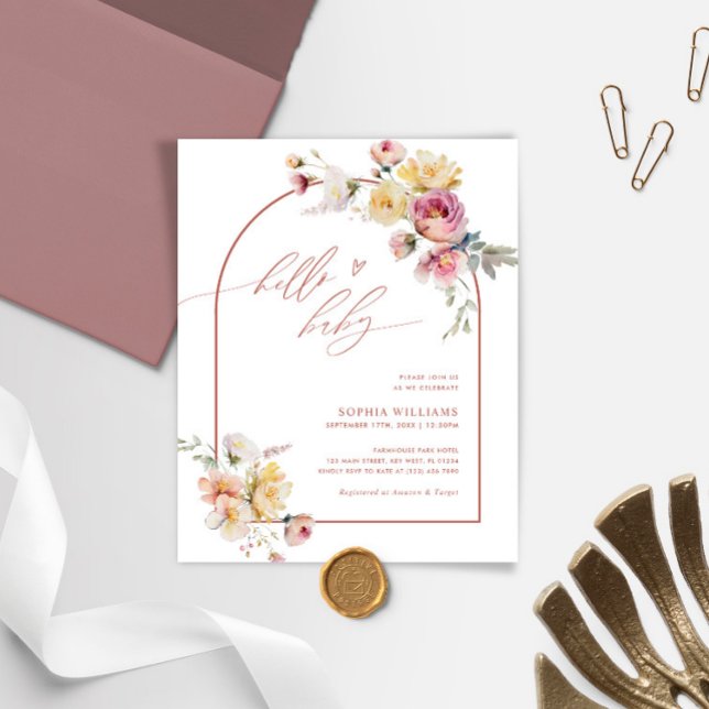 Budget Boho Garden Rose Baby shower Invitation (Créateur téléchargé)