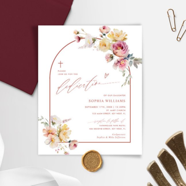 Budget Boho Garden Rose Dedication Invitation (Créateur téléchargé)