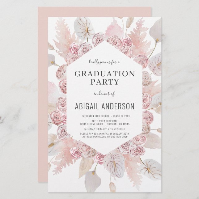 Budget Boho Grad Class of 2023 Party Invitation (Devant / Derrière)