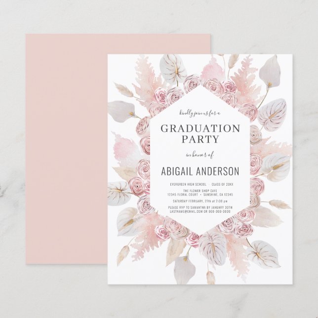 Budget Boho Grad Class of 2023 Party Invitation (Devant / Derrière)