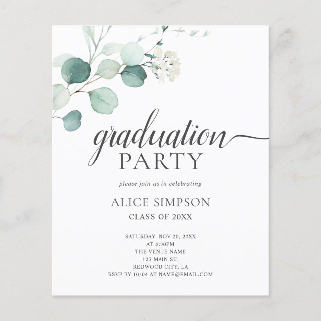 Budget Boho Green Feuille Graduation Party (Devant)