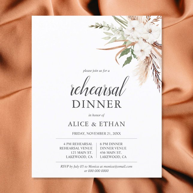 Budget Boho Greenery Pampa Grass Dîner de répétiti (Créateur téléchargé)