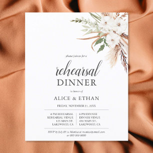 Budget Boho Greenery Pampa Grass Dîner de répétiti