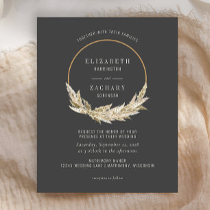 Budget Boho Hoop Pampas Grass Dark Wedk Invite