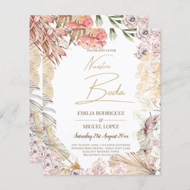 BUDGET BOHO Mariage Inviter téléchargement numériq (Devant / Derrière)