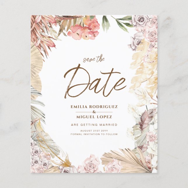 BUDGET BOHO Mariage Inviter téléchargement numériq (Devant)