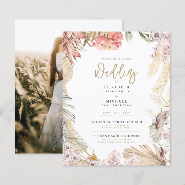 BUDGET BOHO Mariage Inviter téléchargement numériq (Devant / Derrière)
