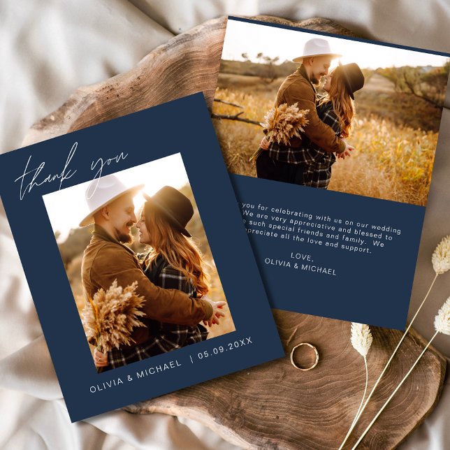 Budget Boho Marine Blue Mariage Merci Cartes (Créateur téléchargé)