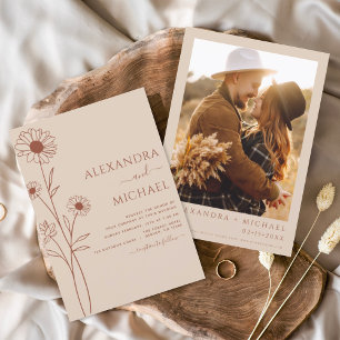 Budget Boho Moderne Floral Mariages Invitations
