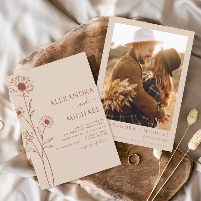 Budget Boho Moderne Floral Mariages Invitations (Créateur téléchargé)