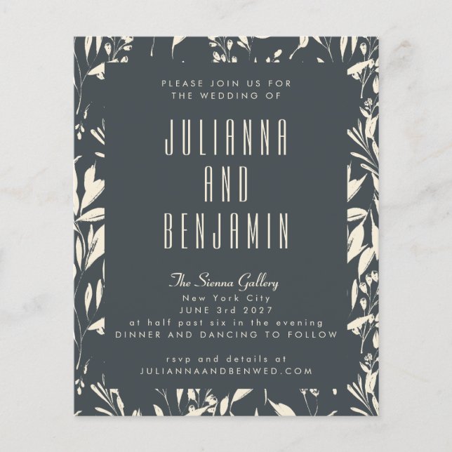 Budget Boho moderne main noire tiré Mariage floral (Devant)