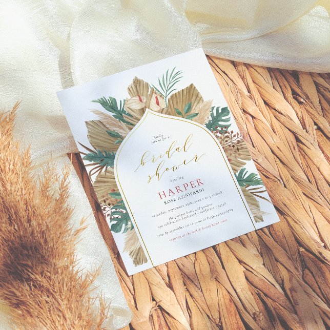 Budget Boho Palm & Pampas Gold Arch Fête des marié (Créateur téléchargé)