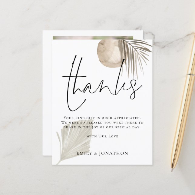 BUDGET Boho Pampas Citation Mariage 3 Photo Merci (Devant/Arrière en situation)