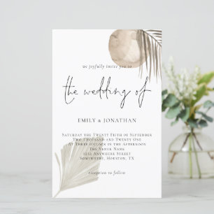 Budget Boho Pampas Faire-part de mariage de script
