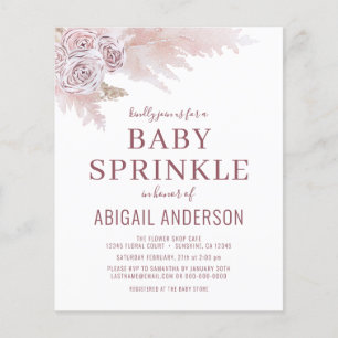 Budget Boho Pampas Grass Baby Sprinkle Invitation