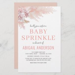 Budget Boho Pampas Grass Baby Sprinkle Invitation