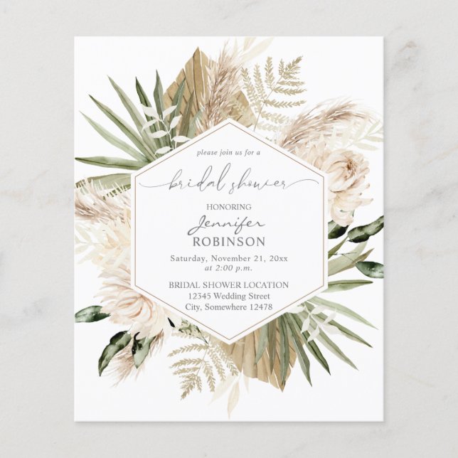 Budget Boho Pampas Grass & Fête des mariées Floral (Devant)