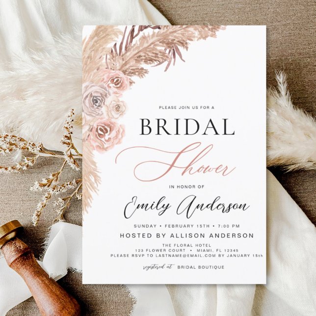 Budget Boho Pampas Grass nuptiale de douche Invita (Créateur téléchargé)
