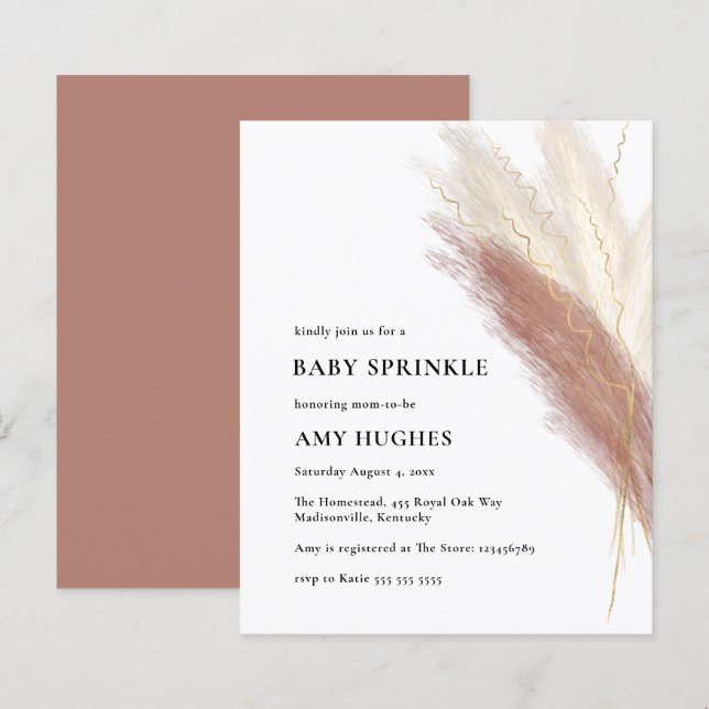 Budget Boho Pampas Rose Grass Bébé Fille Parsemer (Devant / Derrière)