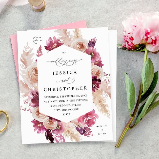 Budget Boho Pampas rose Mariage de la laiton (Créateur téléchargé)