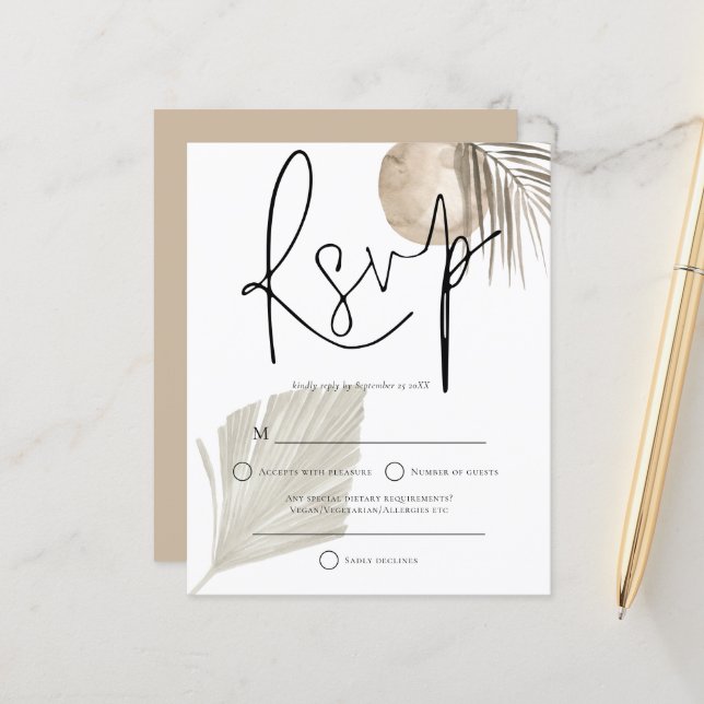 Budget Boho Pampas Ventilateur Grass Mariage RSVP (Devant/Arrière en situation)